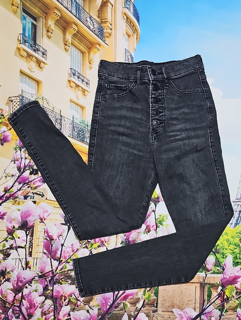 Express High-Rise Skinny Black Button-Fly Skinny Jeans Size 00
